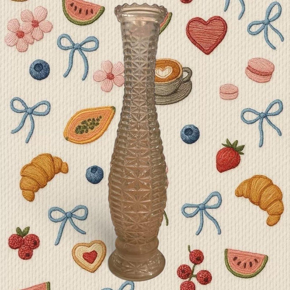 Antique 1967 Sam Berger Clear Pressed Crystal Glass Vase 10" tall